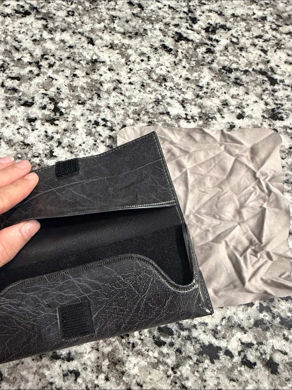 N/A black leather
